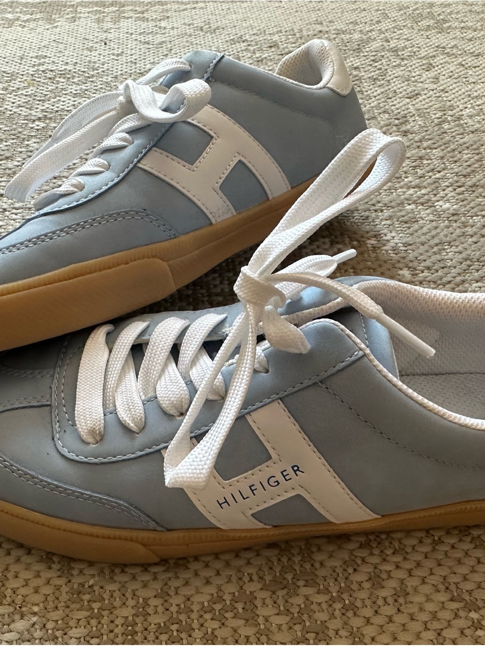 Tommy Hilfiger Light Blue and White Low-Top Sneakers